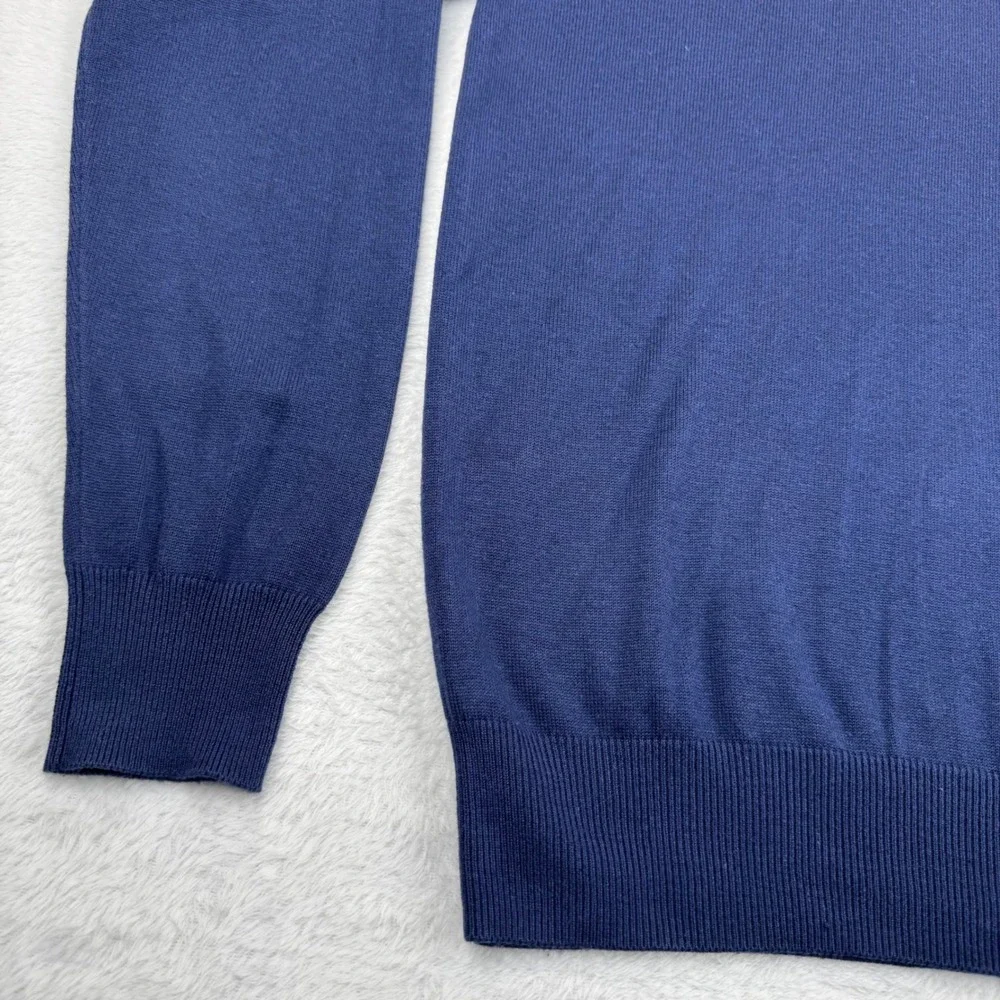 Peter Millar V-Neck Sweater Men Large Blue Silk Cotton Cashmere Luxury Old Money